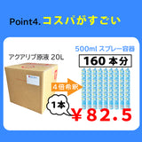 アクアリブ原液2リットル(400ppm) ＋アクアリブ希釈済み500mlスプレーボトルセット（微酸性次亜塩素酸水 ）