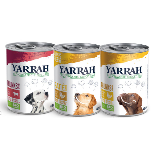 [オーガニック] 缶詰全種類お試しセット 犬用 全3種x各1個=合計3個セット  ヤラー(Yarrah)